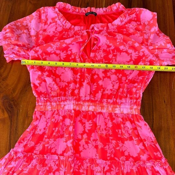 ROBERTSON + RODEO CANDY SHOP POPPY PINK FLORAL SURPLICE RUFFLE DRESS sz M - Picture 11 of 15
